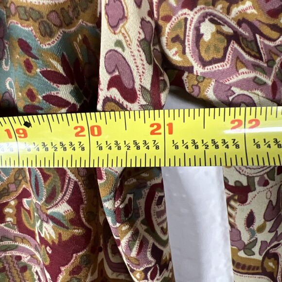 Vintage 90s San Andre Long Sleeve Asymmetrical Shawl Neck Blouse Paisley Sz 12 - Picture 10 of 14